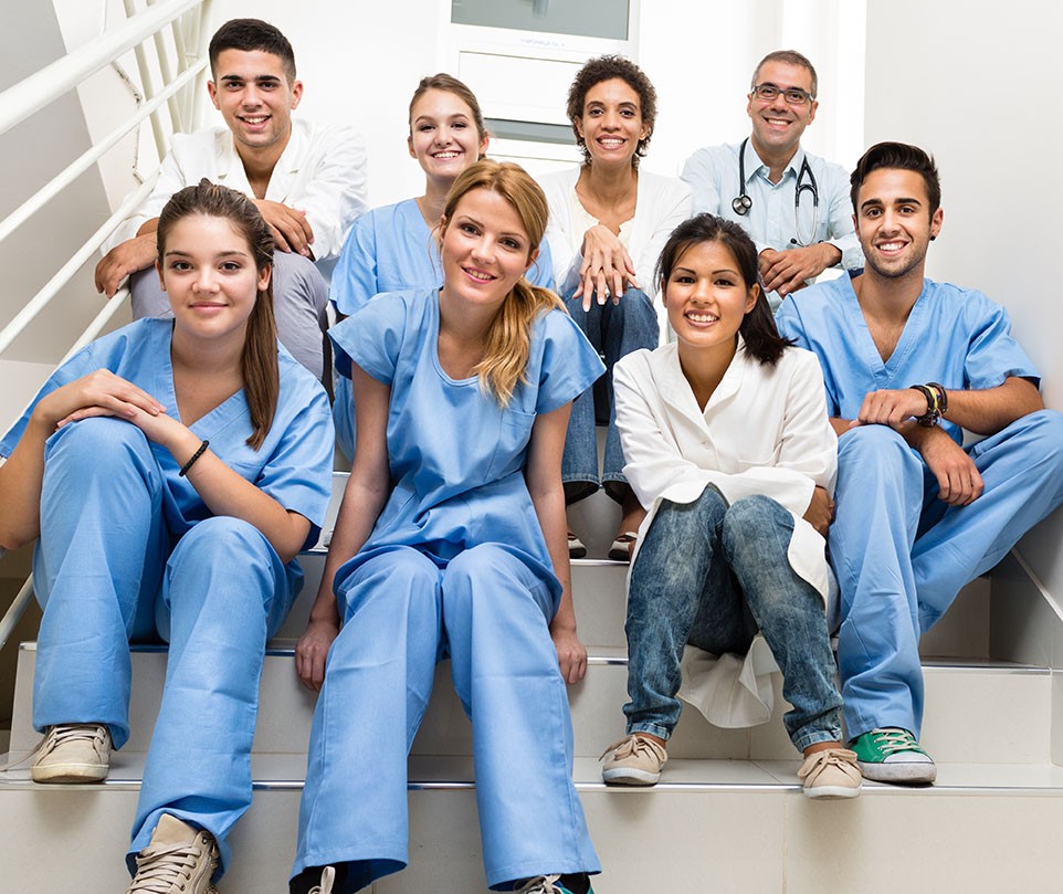 Medical students and team